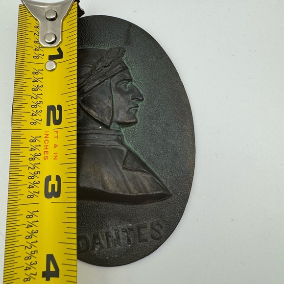 Dantes Bronze Bas- Relief Early 1900s Bust Art Wall Hanging Vintage Face - Picture 6 of 6